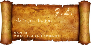 Fürjes Lajos névjegykártya